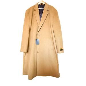 Alberto Nardoni Cashmere Blend Coat Mens 5XL Camel Super 150's Minimalist Preppy